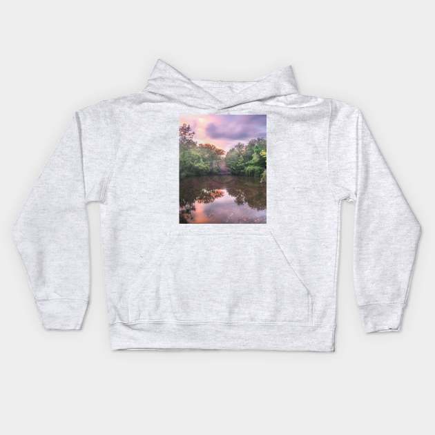 Central Park Sunset Reflection Kids Hoodie by igjustin